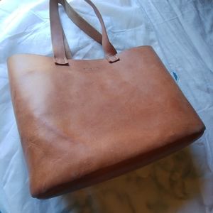 Natural leather tote